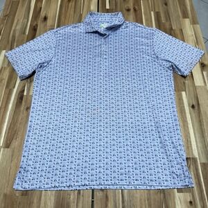 Tailorbyrd Polo Shirt Mens XL Blue‎ Geometric Performance Stretch Golf Collared